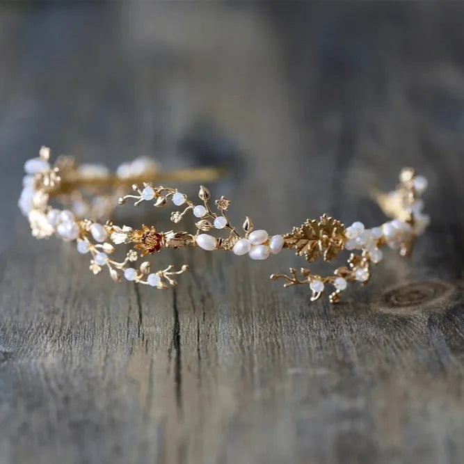 Wedding Hair Accessories - Swarovski Opal and Freshwater Pearl Bridal Headband