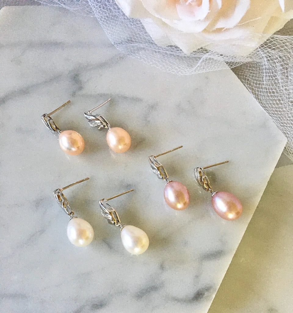 Wedding Pearl Jewelry - Sterling Silver and Natural Pearl Bridal Jewelry Set - More Colors Available