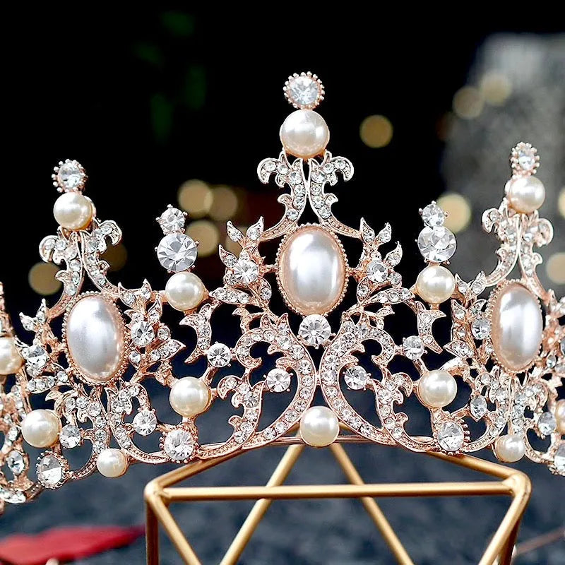 Wedding Hair Accessories - French Glamour Pearl Bridal Tiara - Available in Silver and Rose Gold