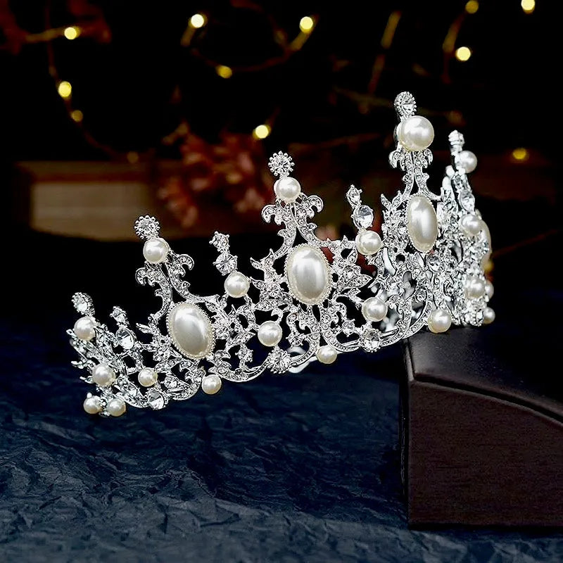 Wedding Hair Accessories - French Glamour Pearl Bridal Tiara - Available in Silver and Rose Gold