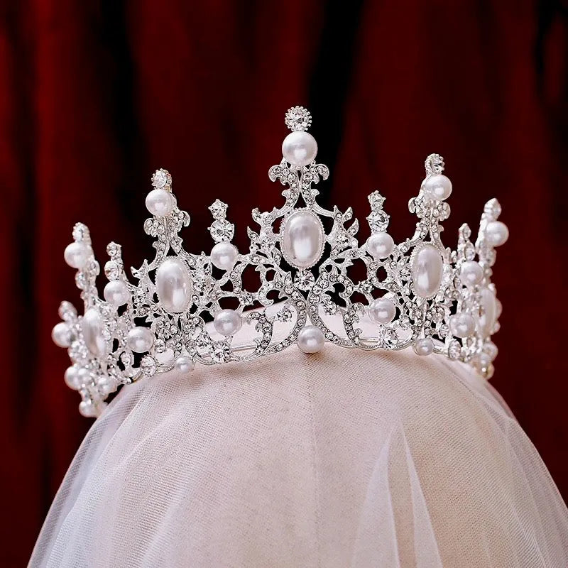 Wedding Hair Accessories - French Glamour Pearl Bridal Tiara - Available in Silver and Rose Gold