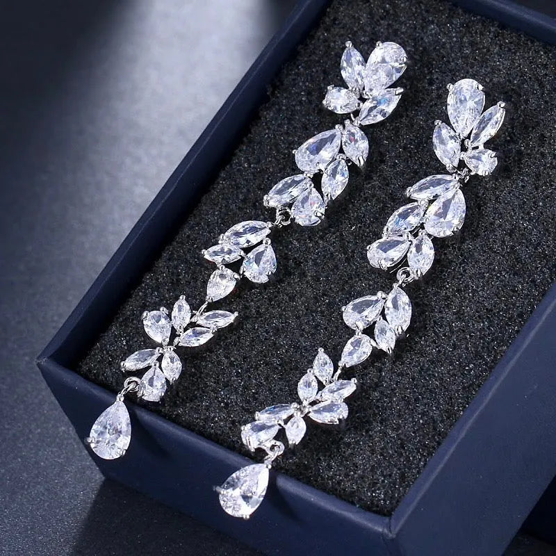 Wedding Jewelry - Cubic Zirconia Bridal Earrings - Available in Silver, Rose Gold and Yellow Gold