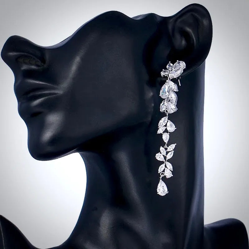 Wedding Jewelry - Cubic Zirconia Bridal Earrings - Available in Silver, Rose Gold and Yellow Gold