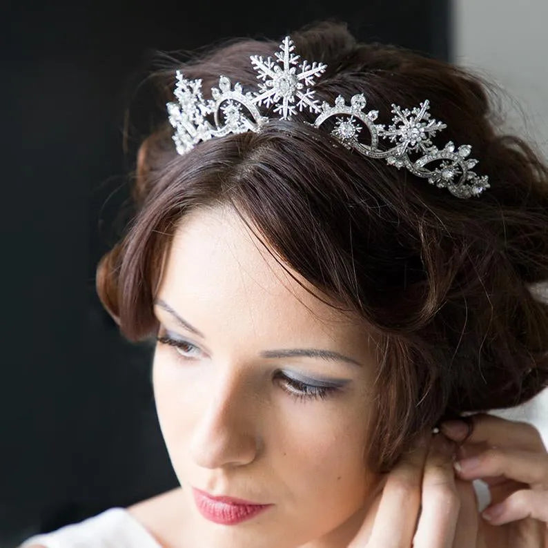 Wedding Hair Accessories - Winter Snowflake Bridal Tiara