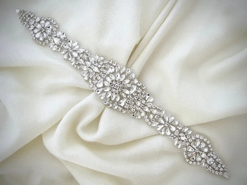 Wedding Accessories - Silver Crystal Bridal Belt/Sash