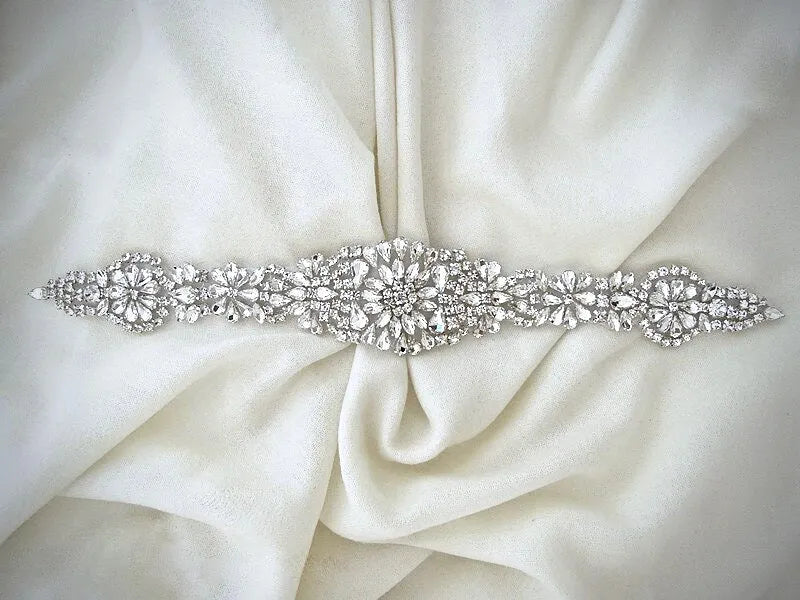 Wedding Accessories - Silver Crystal Bridal Belt/Sash