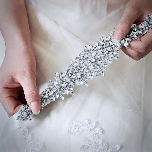 Silver Crystal Wedding Bridal Belt – Elegant Wedding Waist 