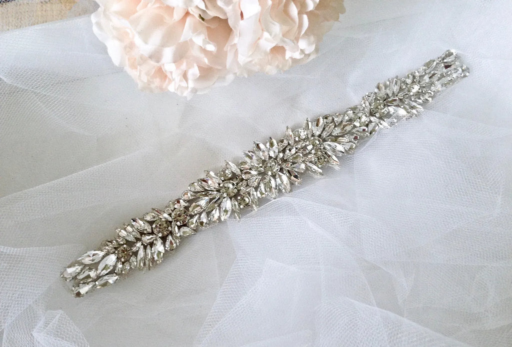 Wedding Accessories - Silver Crystal Bridal Belt/Sash