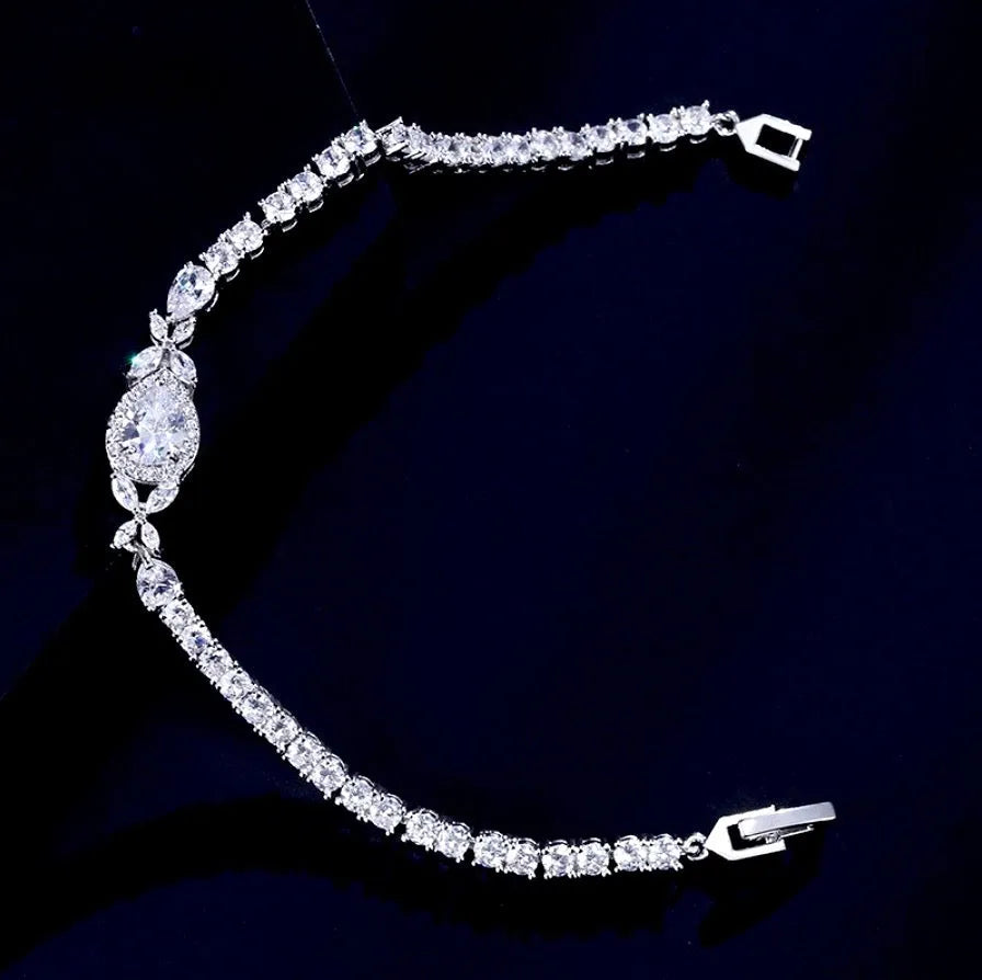 Wedding Jewelry - Cubic Zirconia Bridal Bracelet - Available in Rose Gold and Silver