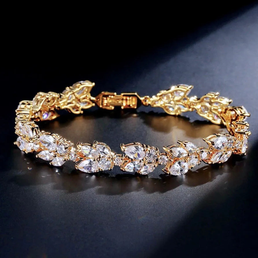 Wedding Jewelry - Cubic Zirconia Bridal Bracelet - Available in Silver, Rose Gold and Yellow Gold