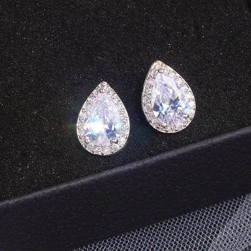 Wedding Jewelry - Cubic Zirconia Bridal Earrings - Available in Silver, Rose Gold and Yellow Gold