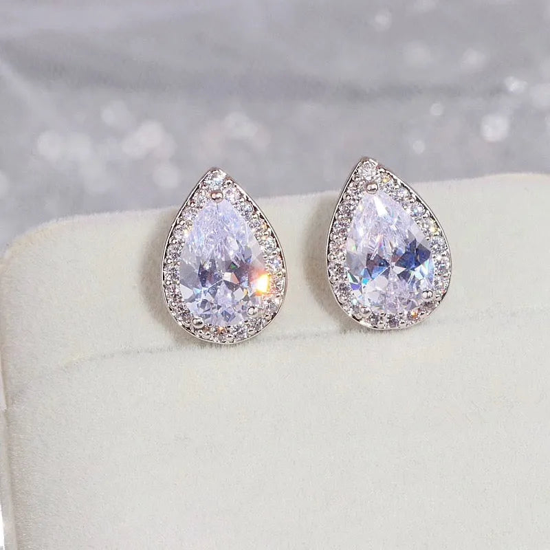 Wedding Jewelry - Cubic Zirconia Bridal Earrings - Available in Silver, Rose Gold and Yellow Gold