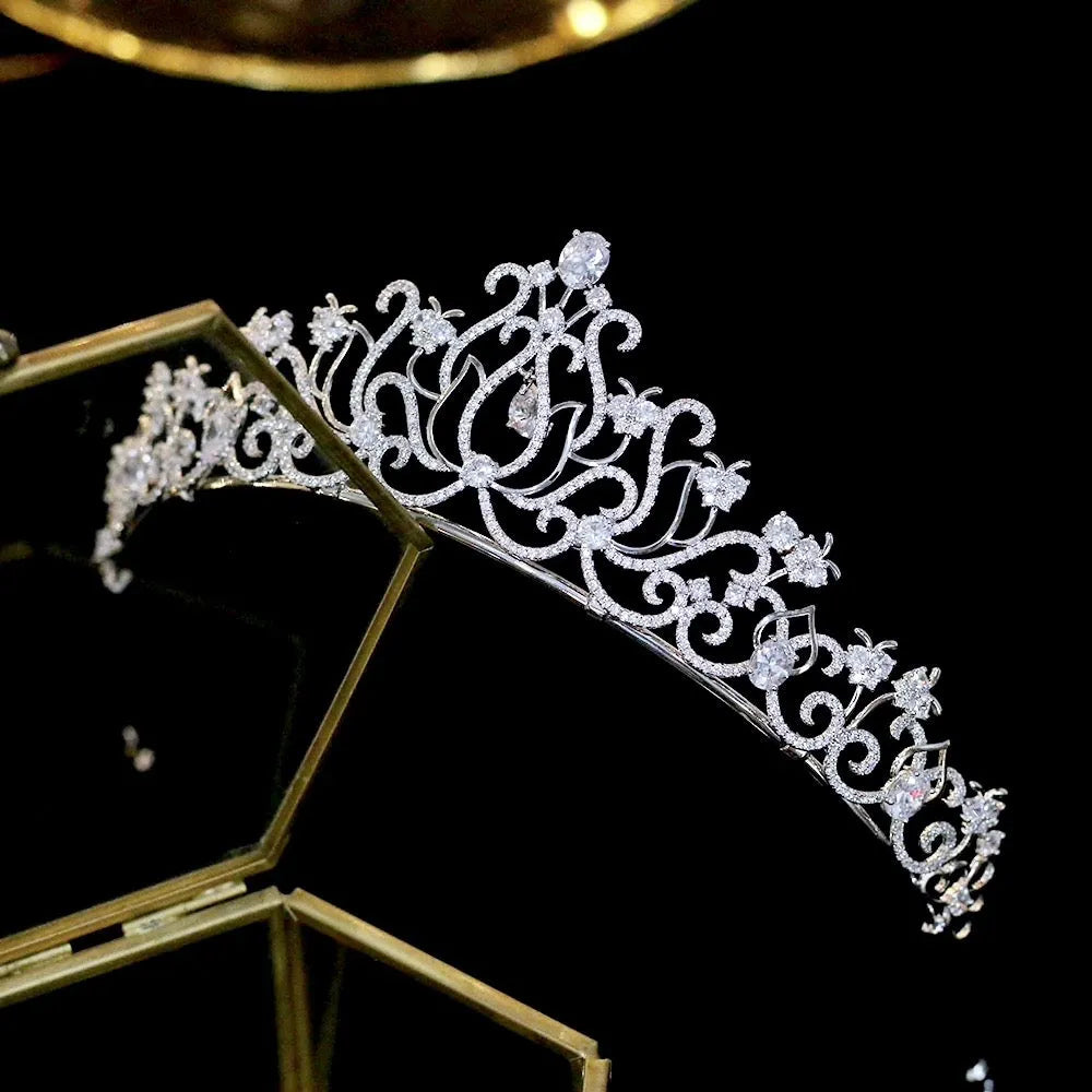 Wedding Hair Accessories - Silver Cubic Zirconia Bridal Tiara