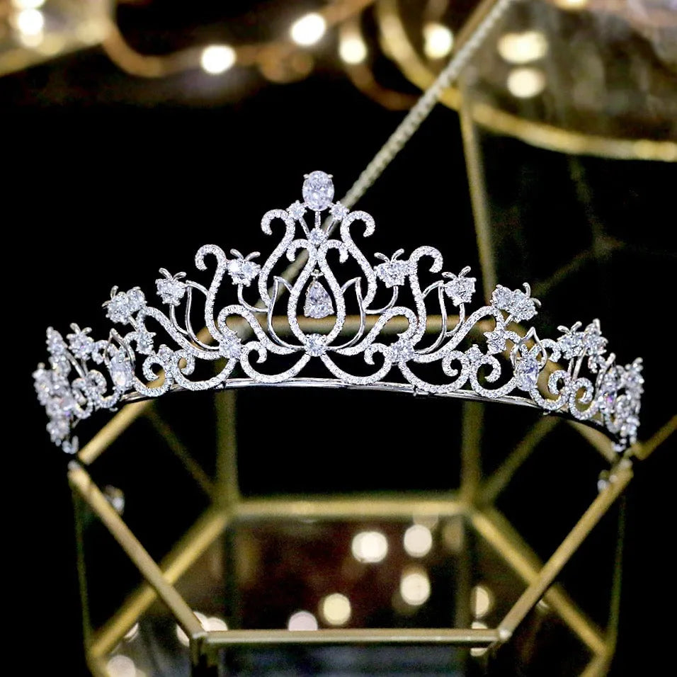 Wedding Hair Accessories - Silver Cubic Zirconia Bridal Tiara