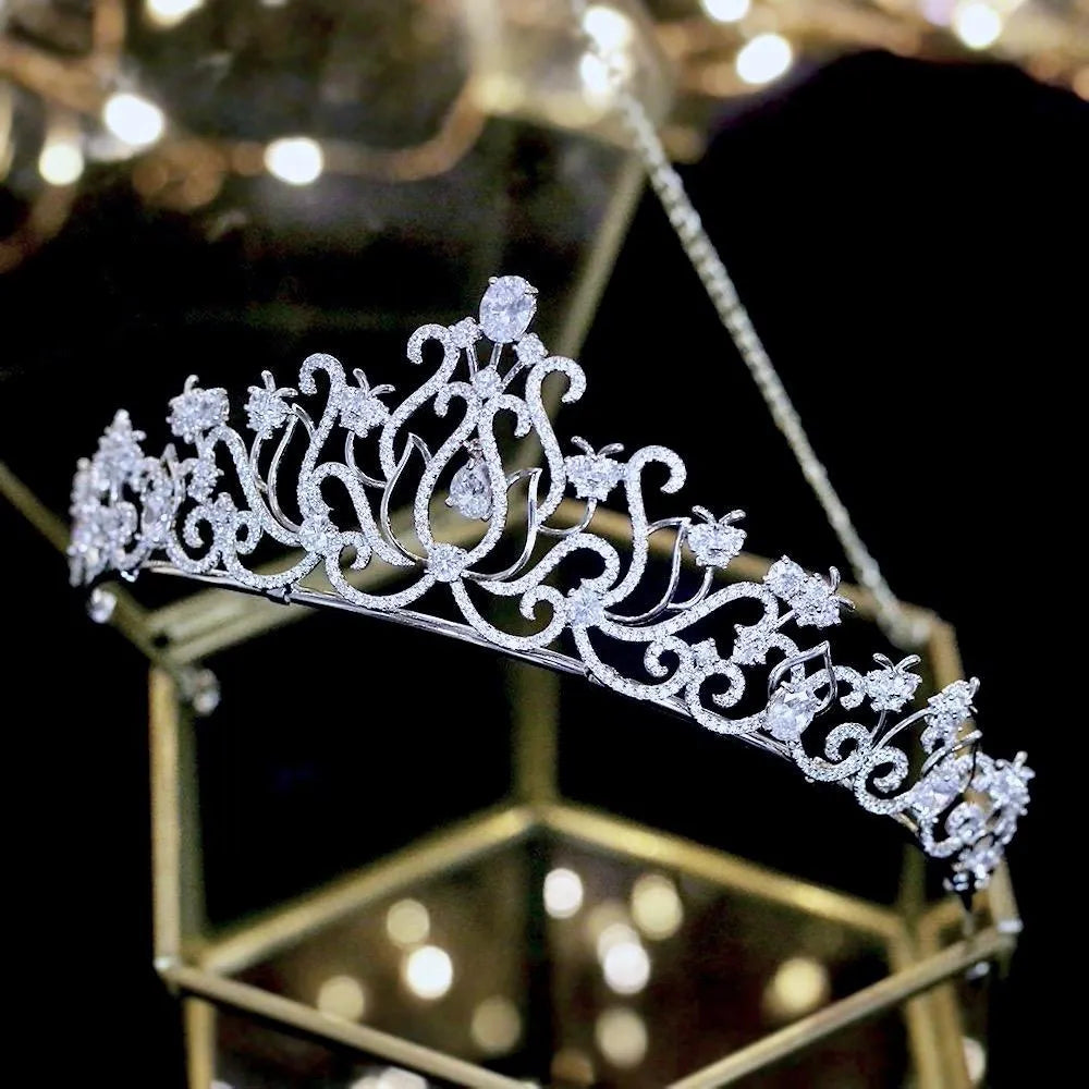 Wedding Hair Accessories - Silver Cubic Zirconia Bridal Tiara