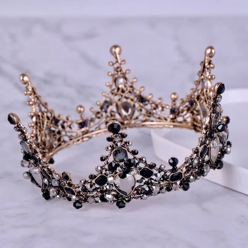 Wedding Hair Accessories - Victorian Gothic Black Bridal Crown Tiara