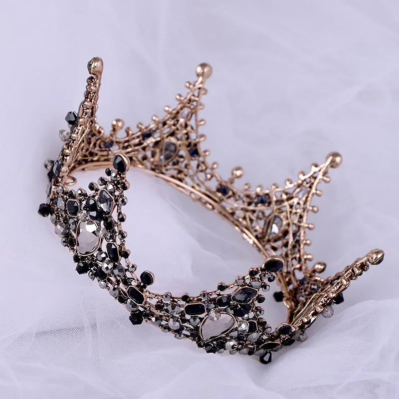 Wedding Hair Accessories - Victorian Gothic Black Bridal Crown Tiara