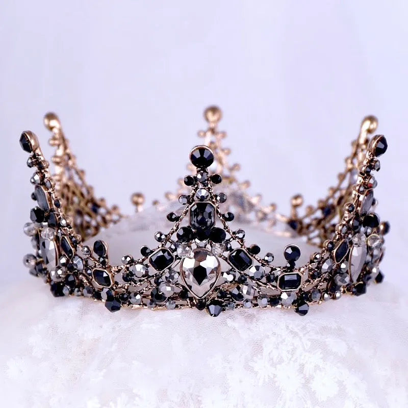 Wedding Hair Accessories - Victorian Gothic Black Bridal Crown Tiara