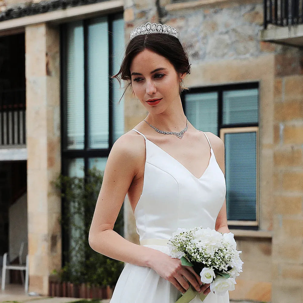 Wedding Hair Accessories - Silver Cubic Zirconia Bridal Tiara