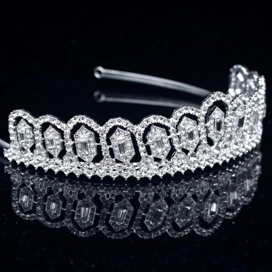 Wedding Hair Accessories - Silver Cubic Zirconia Bridal Tiara