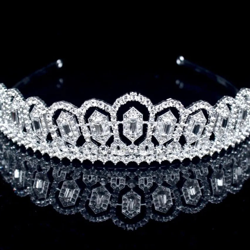 Wedding Hair Accessories - Silver Cubic Zirconia Bridal Tiara