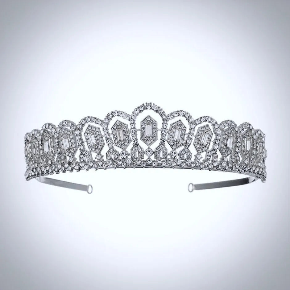 Wedding Hair Accessories - Silver Cubic Zirconia Bridal Tiara