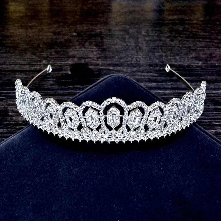 Silver Cubic Zirconia Wedding Tiara Headband Bridal Hair Accessory Bridal Crown Wedding Tiara, Bridal Hair Accessory, Silver  main image 2