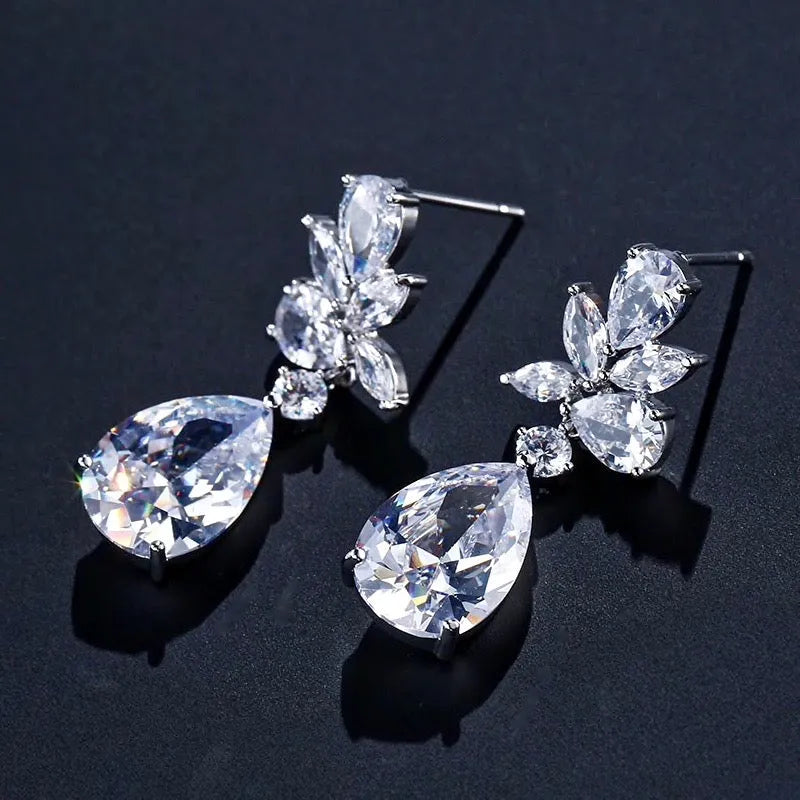 Wedding Jewelry - Cubic Zirconia Bridal Earrings - Available in Silver, Rose Gold and Yellow Gold