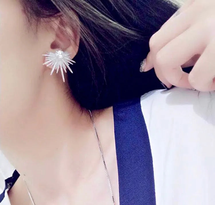 Wedding Jewelry - Silver Cubic Zirconia Bridal Earrings