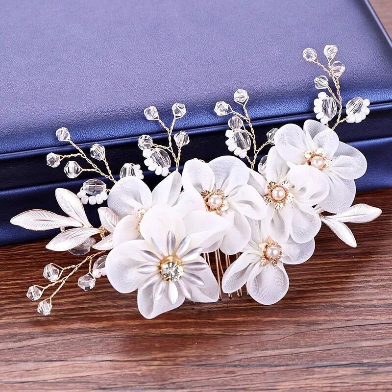 Wedding Hair Accessories - Gold Pearl and Crystal Bridal Hair Comb