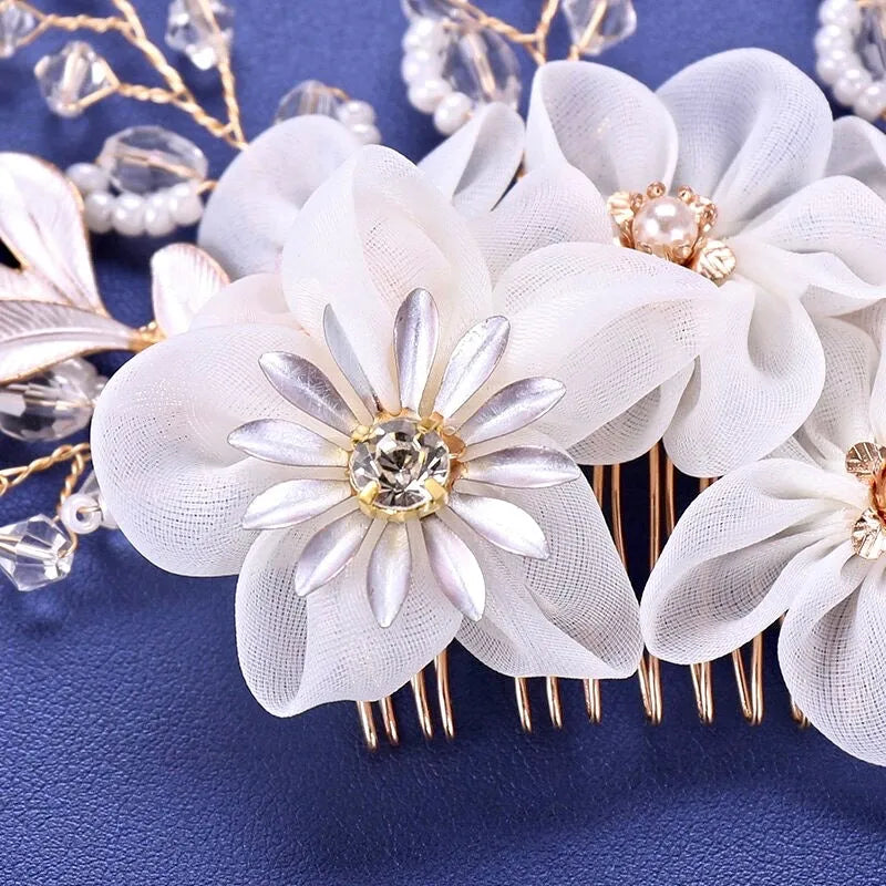 Wedding Hair Accessories - Gold Pearl and Crystal Bridal Hair Comb