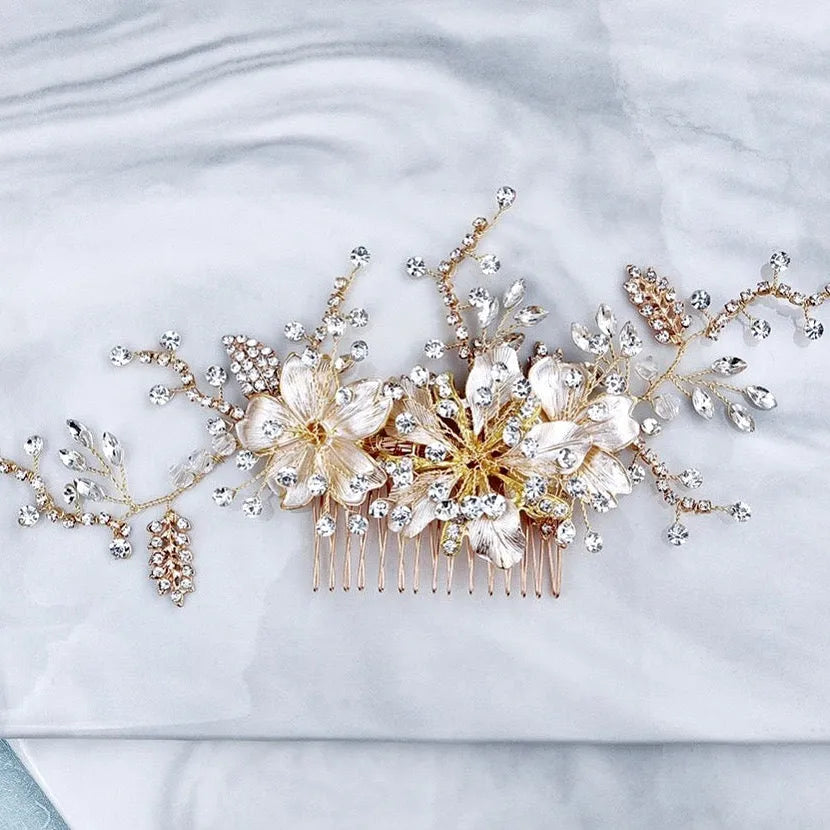 Wedding Hair Accessories - Crystal Bridal Hair Comb - Available in Gold and Silver