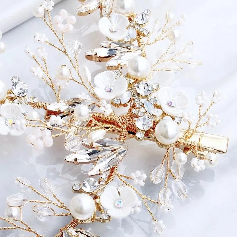 Wedding Hair Accessories - Pearl and Crystal Bridal Hair Clip/Vine - Available in Silver and Gold