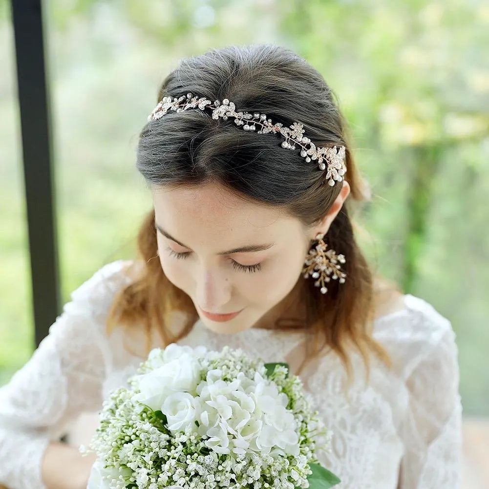 Vintage Pearl Hairband Women\'s Bridal Party Hair Accessory Elegant Headpiece Glamorous Pearl and Crystal Headband Style no. 392591  main image 4