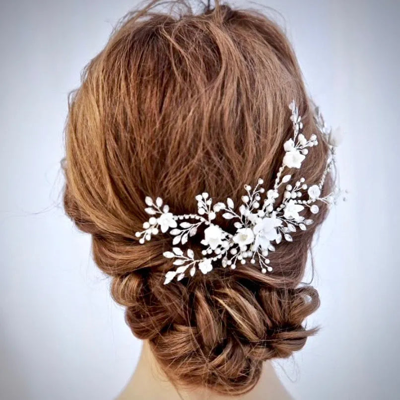 Wedding Hair Accessories - Silver Pearl and Crystal Bridal Hair Comb