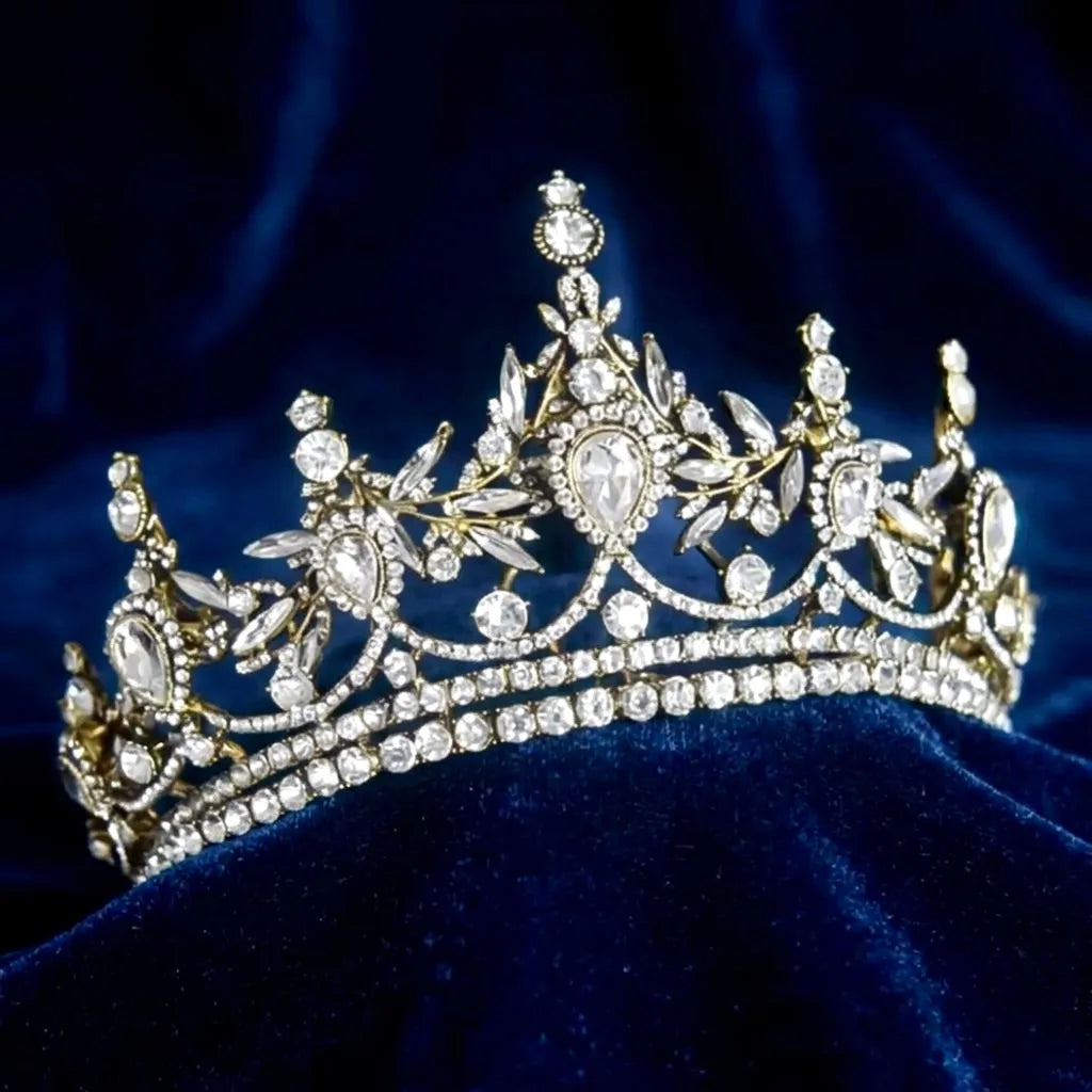 Gold Baroque Queen Crown Tiara with Comb for Weddings & Parties Amazon.com: Bmirth Baroque Crown and Tiara Gold Crystal  main image 2