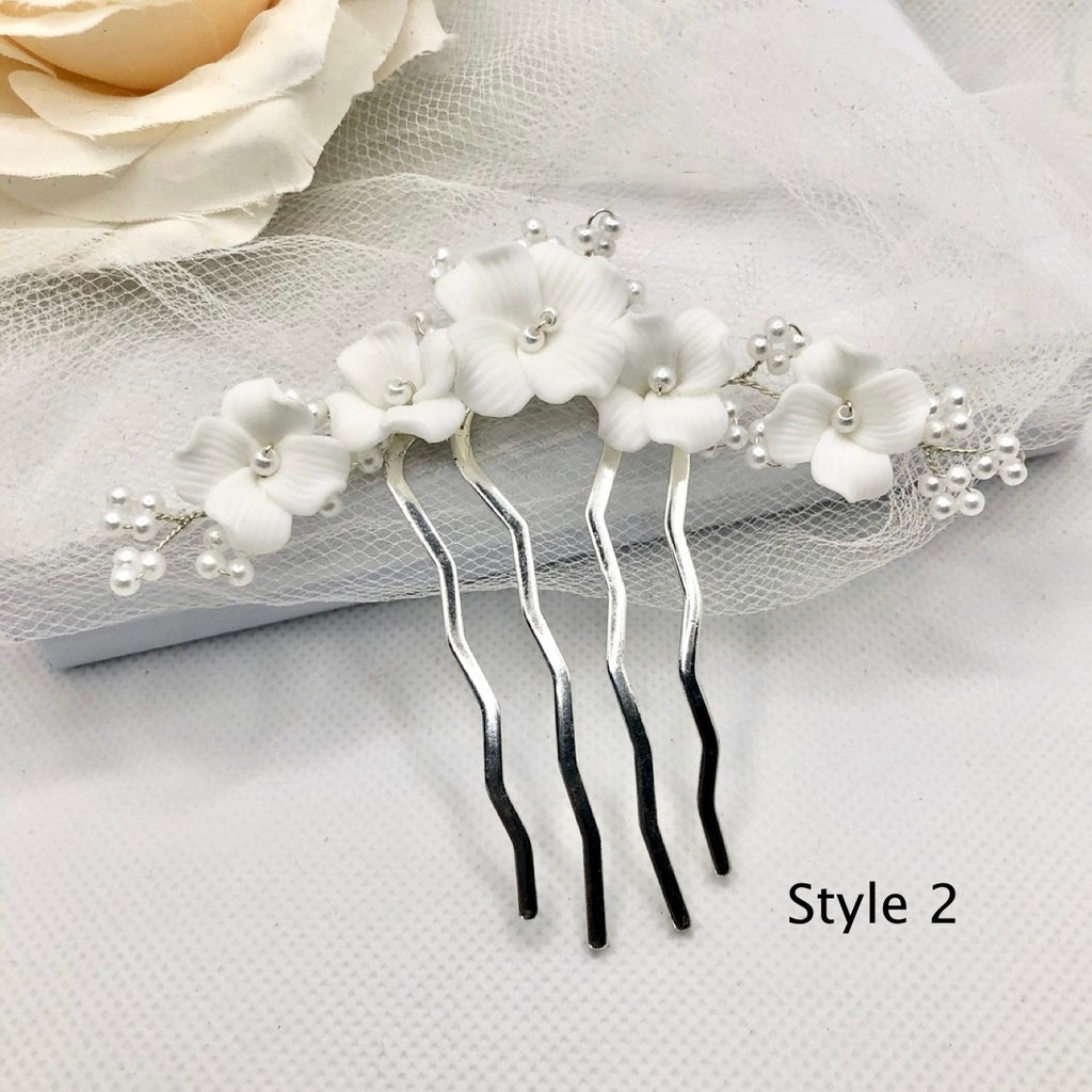 Wedding Hair Accessories - Ceramic Flowers Bridal Hair Comb