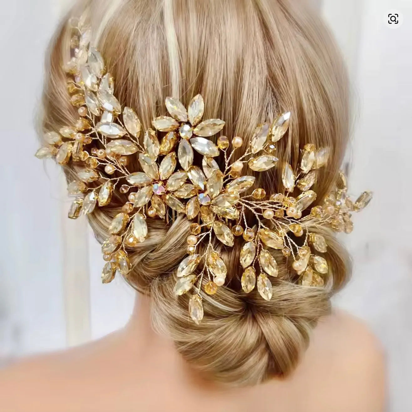 ?Women Gold Hair Comb and 4 Pins Bridal Pearl Crystal Wedding Hair Comb D-GROEE Wedding Hair Accessories for Brides Flower Hair Comb  main image 3