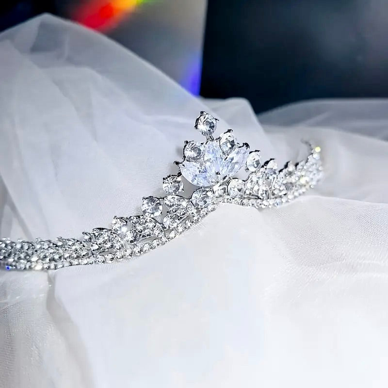 Wedding Hair Accessories - Silver Cubic Zirconia Bridal Tiara