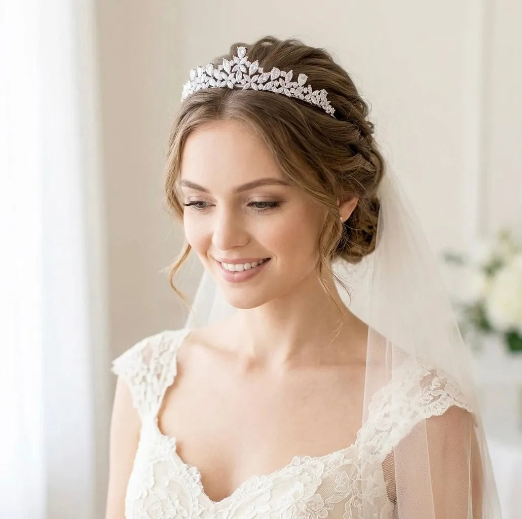 Theresa Wedding Cubic Zirconia Tiara | Elegant Bridal Crown