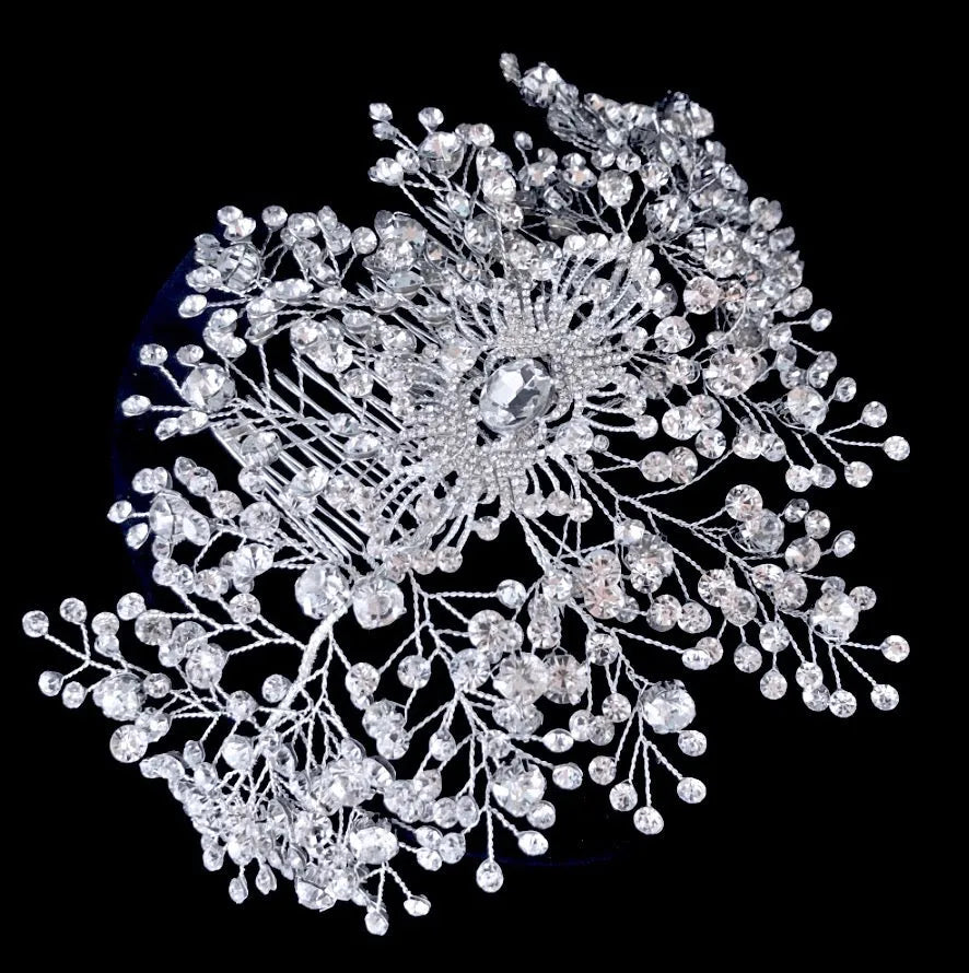 Kassia Bridal Hair Vine Sparkles With Silver-Tone Crystals  display picture 1