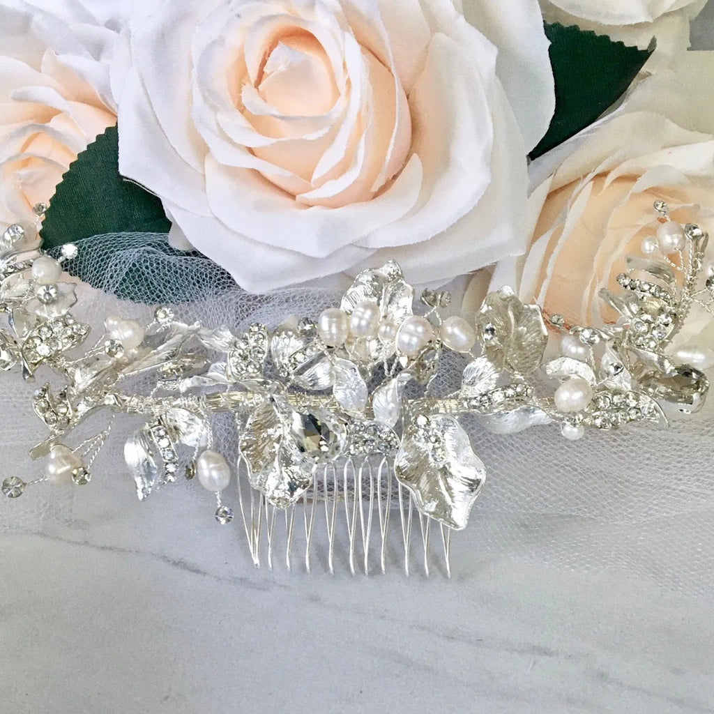 Wedding Hair Accessories - Freshwater Pearl and Crystal Bridal Hair Comb