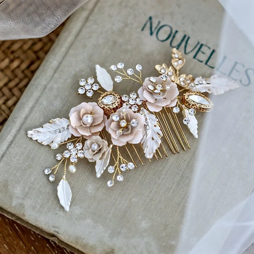 Berger Collection Bridal Hair Comb Braden Pearl & Crystal Filigree Hair Comb | Haute Bride main image 4