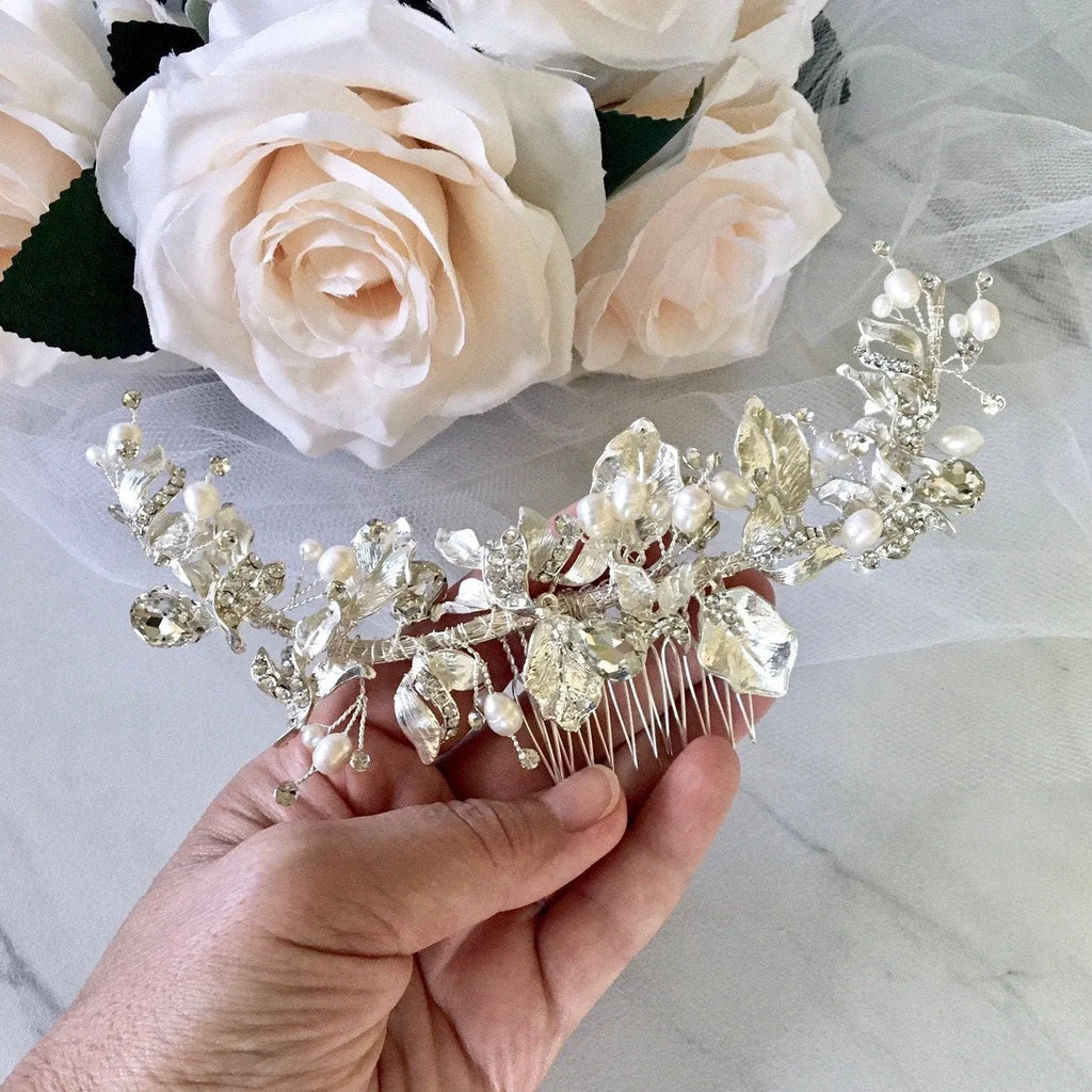 Wedding Hair Accessories - Freshwater Pearl and Crystal Bridal Hair Comb