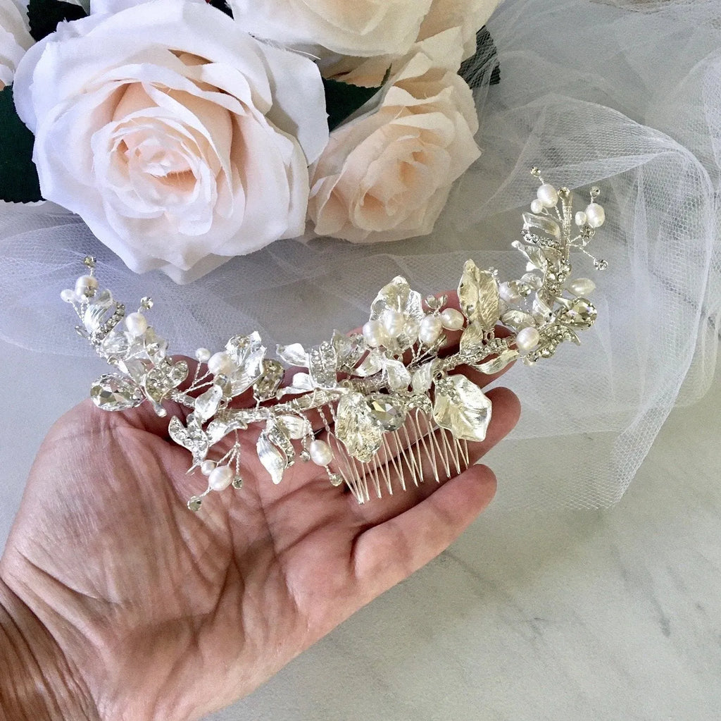 Wedding Hair Accessories - Freshwater Pearl and Crystal Bridal Hair Comb