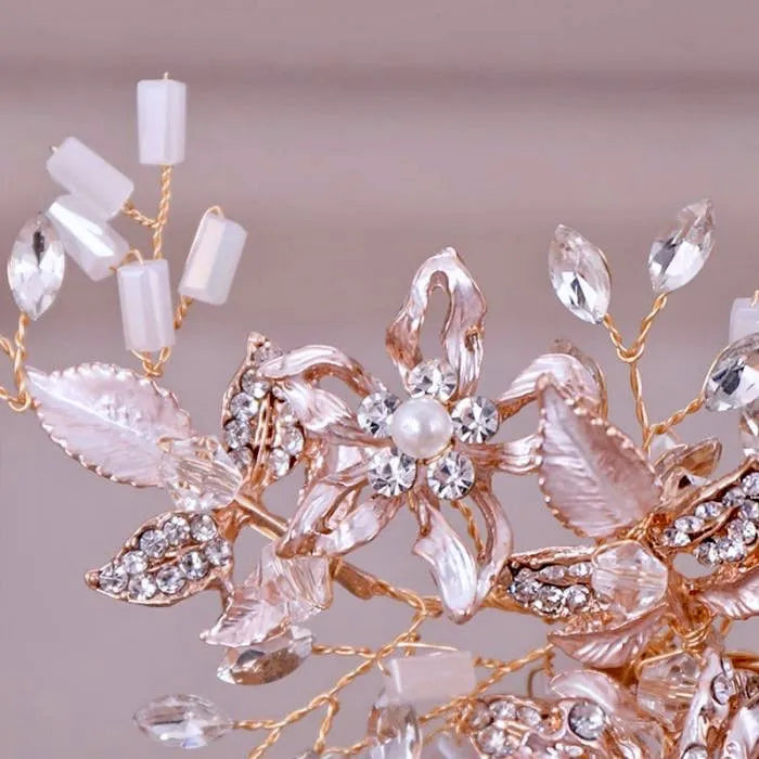 Wedding Hair Accessories - Rose Gold Pearl Bridal Hair Comb