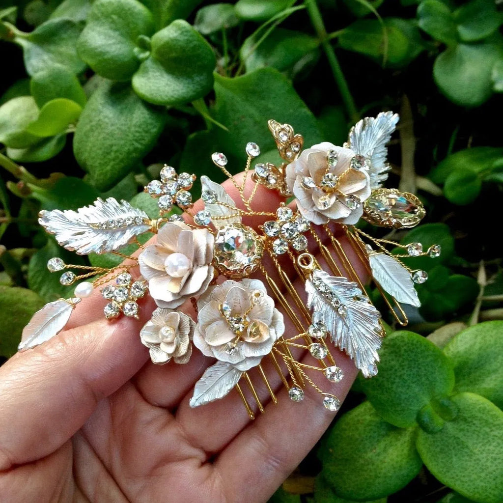 Wedding Hair Accessories - Bohemian Gold Bridal Hair Comb