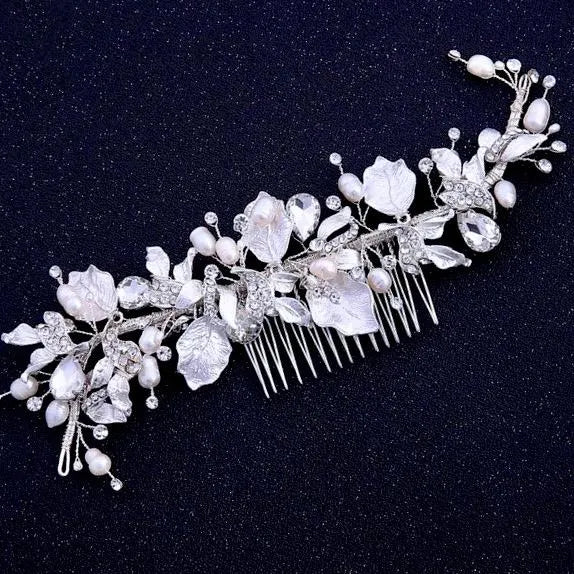 Wedding Hair Accessories - Freshwater Pearl and Crystal Bridal Hair Comb