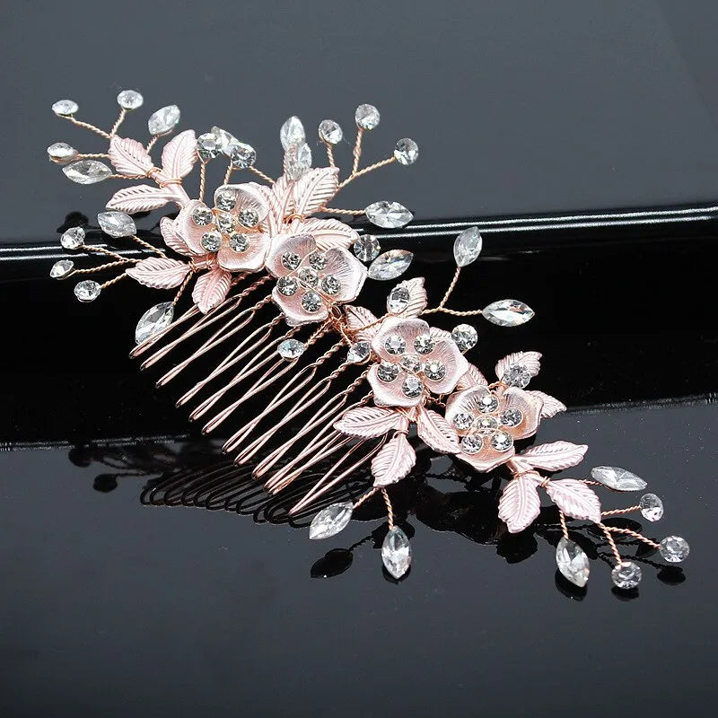 Wedding Hair Accessories - Floral Bridal Hair Comb - Available in Silver and Rose Gold