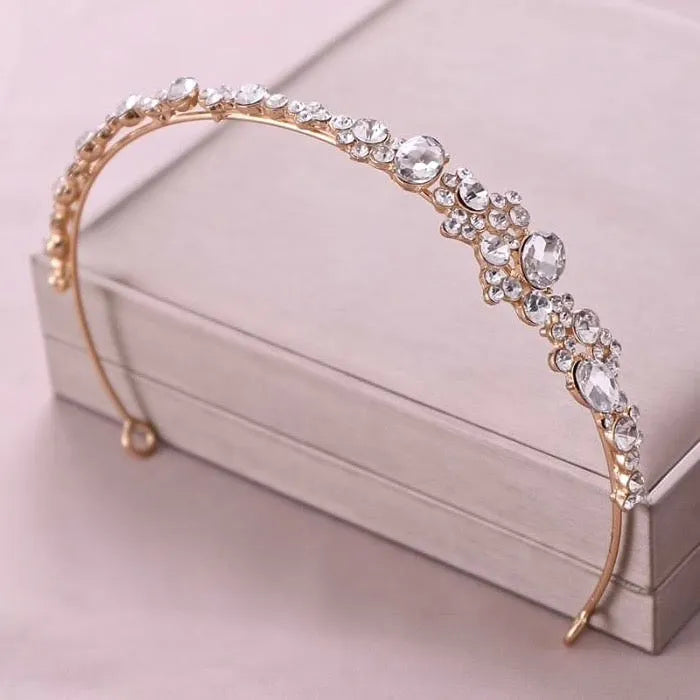 Wedding Hair Accessories - Crystal Bridal Side Headband - Available in Rose Gold and Silver